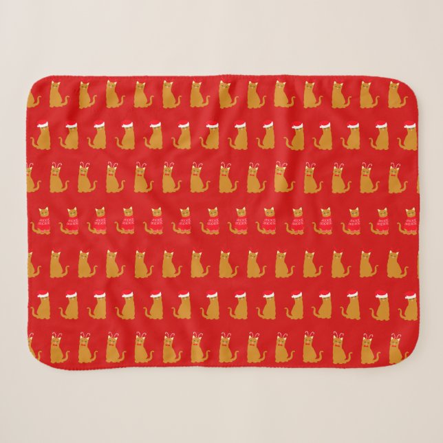 Weihnachtsginger Katzen in Weihnachtsmannmützen Mu Sherpadecke (Vorderseite (Horizontal))
