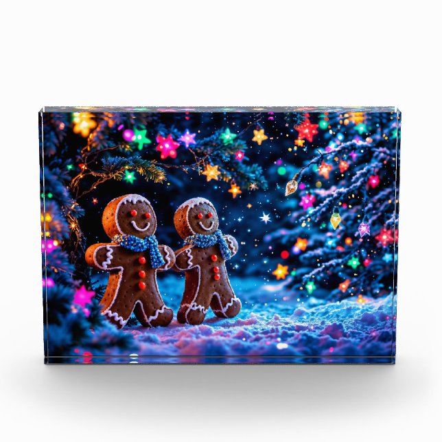 Weihnachtsgingerbäumer schneebezaubernd fotoblock (Vorderseite)