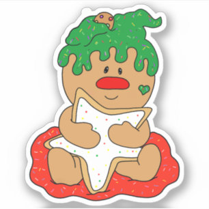 Weihnachtsgingerbrot Baby Cookie Aufkleber