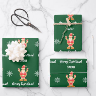 Weihnachtsgingerbrot Brown Santa Personalize Name Geschenkpapier Set
