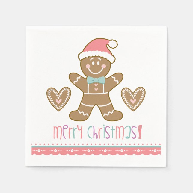 Weihnachtsgingerbrot Cookie Party Napkin Serviette (Vorderseite)