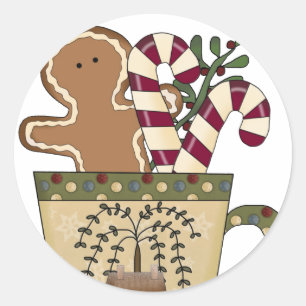 Weihnachtsgingerbrot Feiertage Grüße Runder Aufkleber
