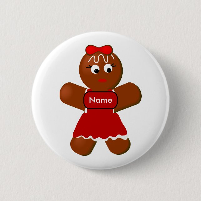 Weihnachtsgingerbrot Girl Cookie Button Back Butto (Vorderseite)