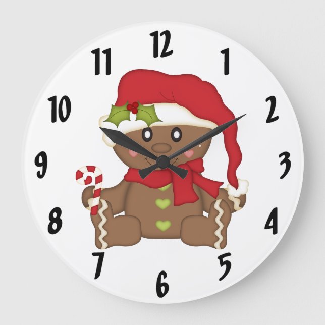 Weihnachtsgingerbrot Große Wanduhr (Vorderseite)