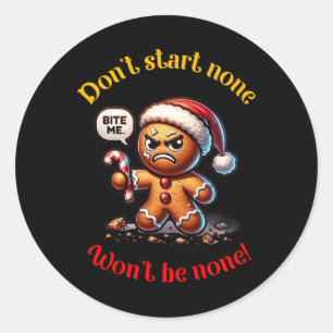 Weihnachtsgingerbrot Mann Funny Mad Xmas Runder Aufkleber