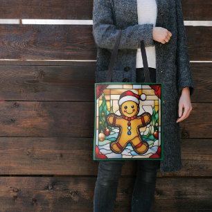 Weihnachtsgingerbrot Mann Imitate gestanztes Glas Tasche