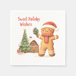 Weihnachtsgingerbrot Mann in Weihnachtsmannmütze Serviette