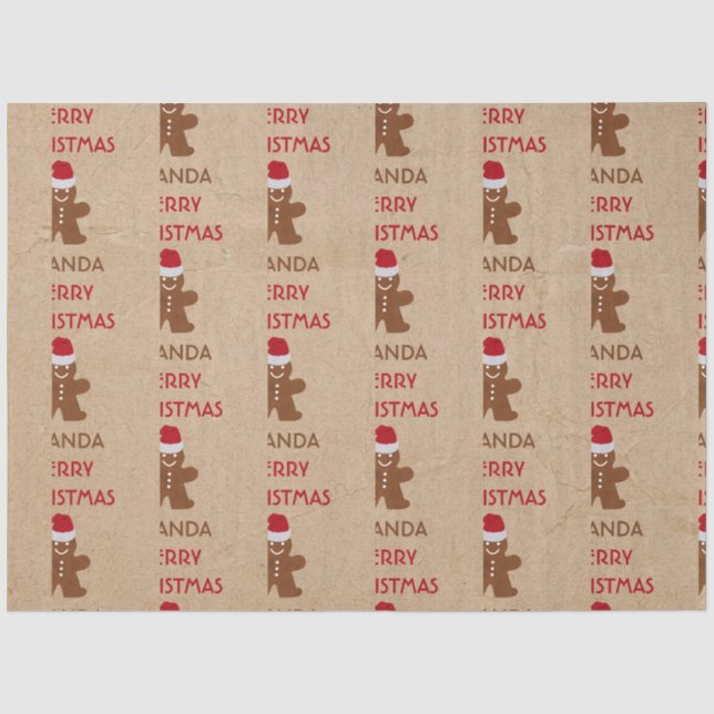 Weihnachtsgingerbrot Mann Kekse Individuelle Name Seidenpapier (Vorderseite)