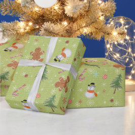 Weihnachtsgingerbrot Mann und Schneemann Geschenkpapier