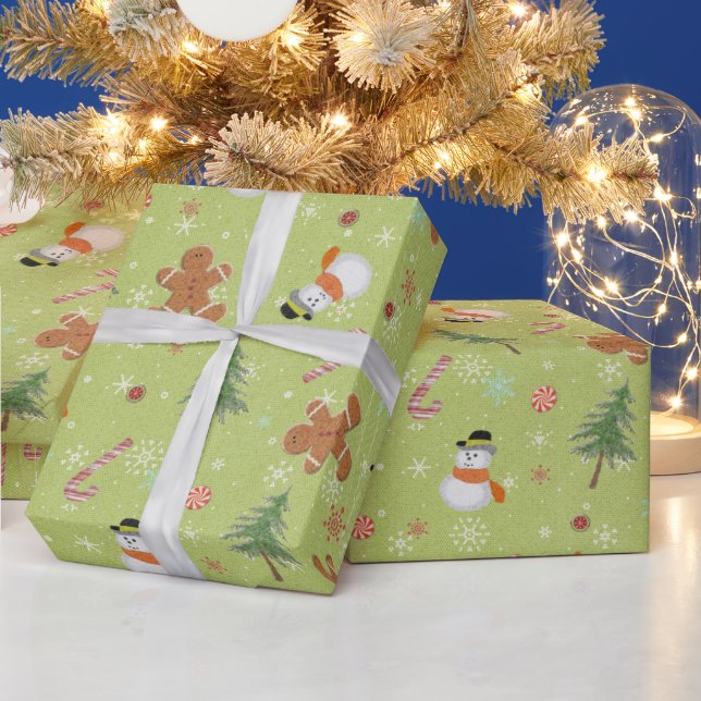 Weihnachtsgingerbrot Mann und Schneemann Geschenkpapier (Feiertage)