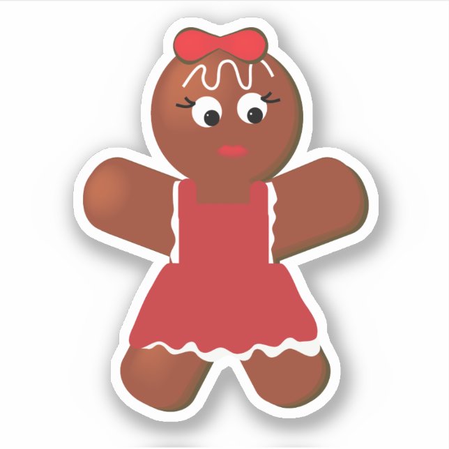 Weihnachtsgingerbrot Niedlich Girl Cookie Vinyl Aufkleber (Vorderseite)