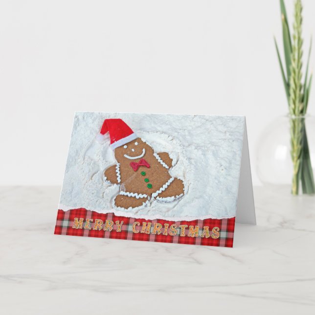Weihnachtsgingerbrot Schneegel Feiertagskarte (Vorderseite)