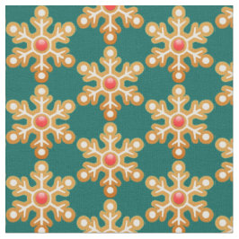 Weihnachtsgingerbrot Snowflake Grünes Muster Stoff