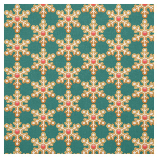 Weihnachtsgingerbrot Snowflake Grünes Muster Stoff (Muster)
