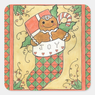Weihnachtsgingerbrot Strumpf Stickers
