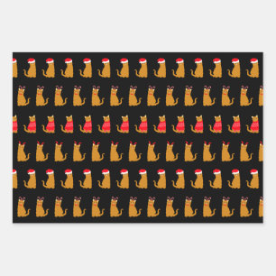 Weihnachtsgingkatzen in festlichen Hasen Geschenkpapier Set
