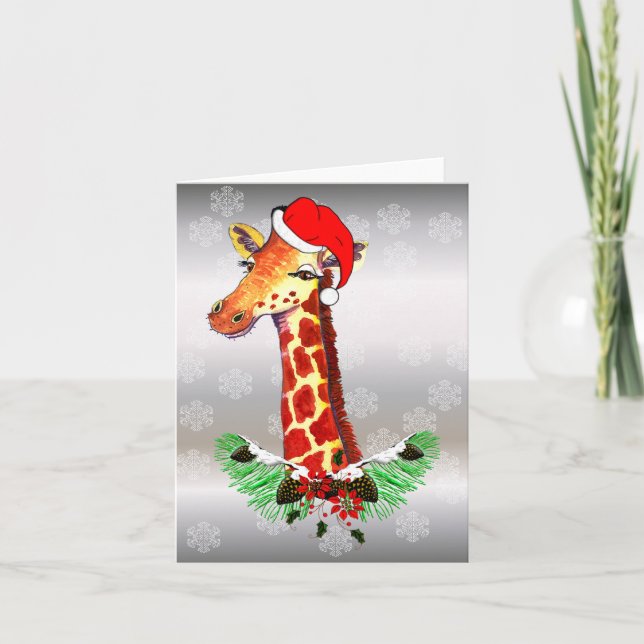Weihnachtsgiraffe Feiertagskarte (Vorderseite)