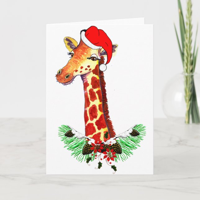Weihnachtsgiraffe Feiertagskarte (Vorderseite)