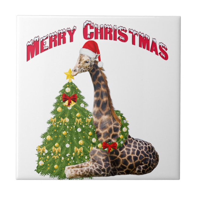 WeihnachtsGiraffe Fliese (Vorderseite)
