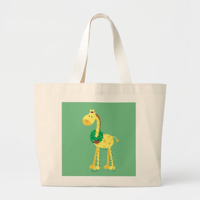 Weihnachtsgiraffe Jumbo Stoffbeutel (Vorne)
