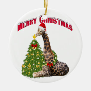 WeihnachtsGiraffe Keramikornament