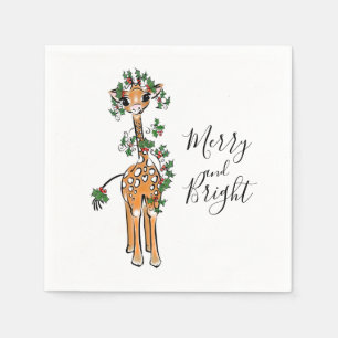 Weihnachtsgiraffe, rote grüne Gartenanlage Serviette