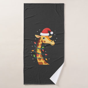 Weihnachtsgiraffe Santa Hut Lichter Giraffe Männer Badehandtuch
