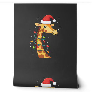 Weihnachtsgiraffe Santa Hut Lichter Giraffe Männer Tapete