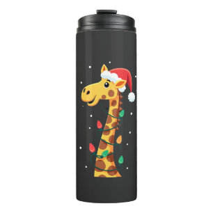 Weihnachtsgiraffe Santa Hut Lichter Giraffe Männer Thermosbecher