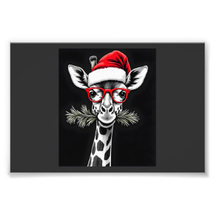 Weihnachtsgiraffe Santa Hut Pyjama-Geschenk Famili Fotodruck