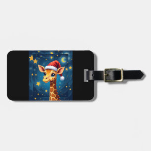 Weihnachtsgiraffe Santa Hut Sternennacht Urlaub L Gepäckanhänger