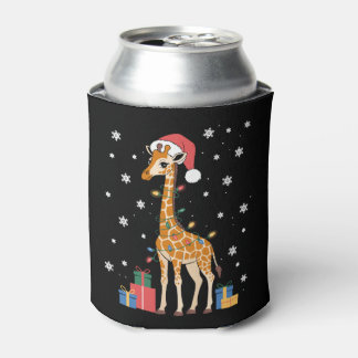 Weihnachtsgiraffe Santa Hut Xmas Lichter Schnee Dosenkühler