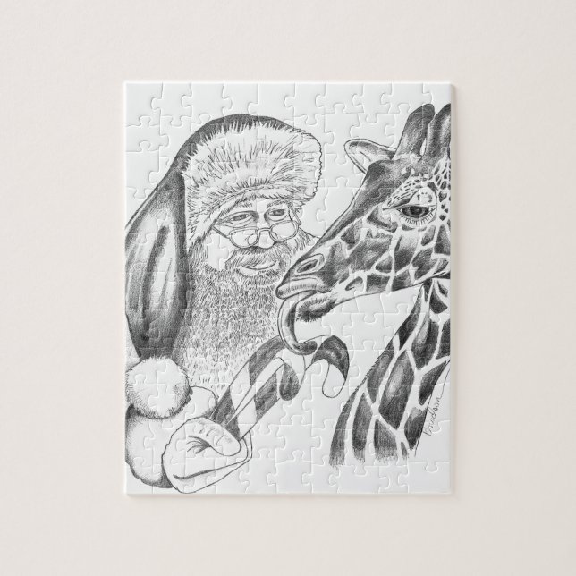 Weihnachtsgiraffe und Weihnachtsmann (Vertikal)
