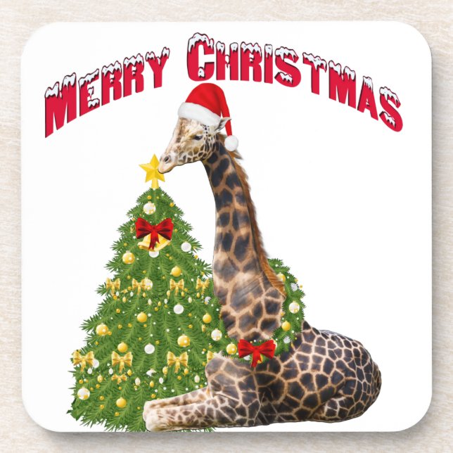 WeihnachtsGiraffe Untersetzer (Vorderseite)