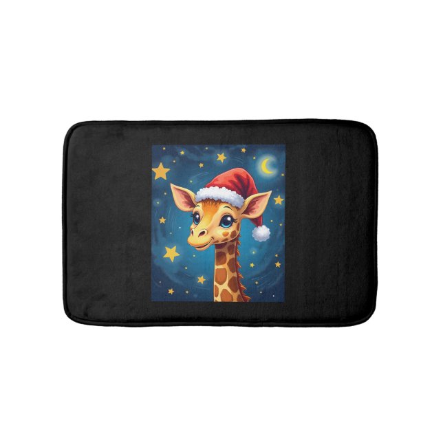 WeihnachtsGiraffe Weihnachtsmannmütze Starry Night Badematte (Vorderseite)