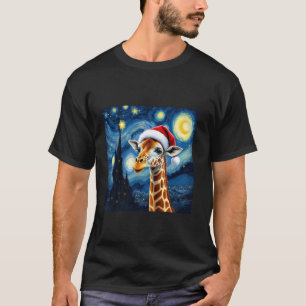 WeihnachtsGiraffe Weihnachtsmannmütze Van Gogh Sta T-Shirt
