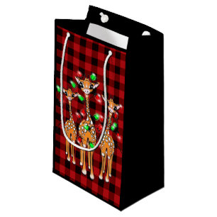 Weihnachtsgiraffen kariert schwarz kleine geschenktüte