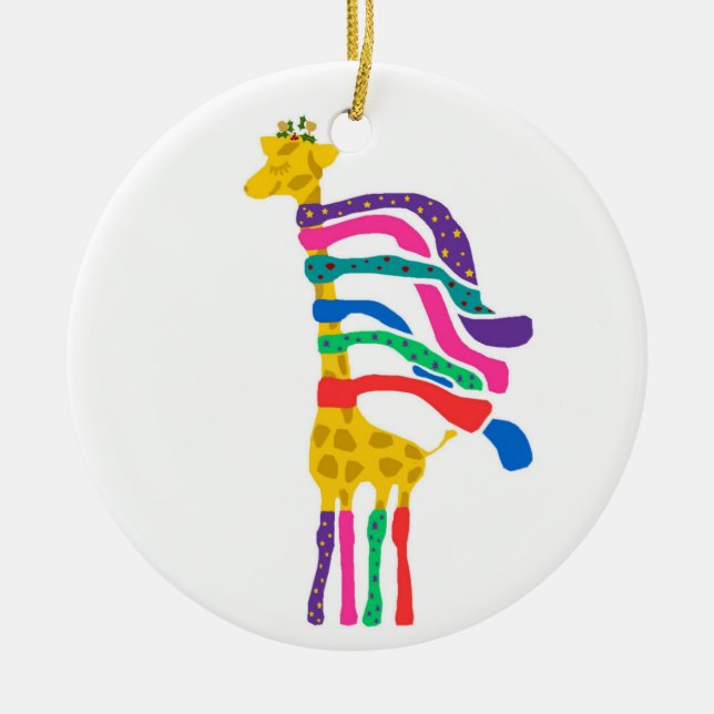 Weihnachtsgiraffen-Verzierung Keramikornament (Vorne)