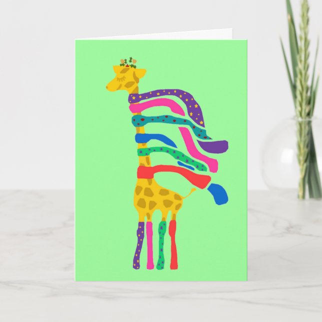 WeihnachtsGiraffenkarte Feiertagskarte (Vorderseite)