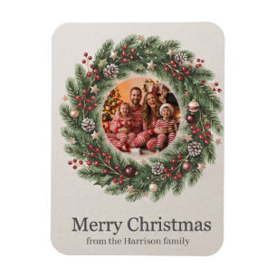Weihnachtsgirlande-Fotovorlage mit benutzerdefinie Magnet