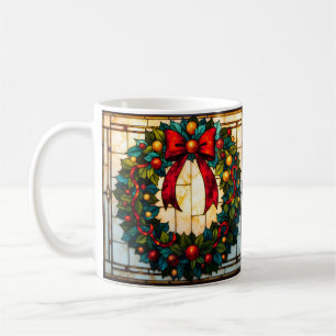 Weihnachtsgirlande im Buntglas-Stil Kaffeetasse