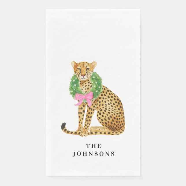 Weihnachtsgirlande Leopard  Serviette (Vorderseite)