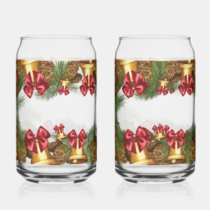 Weihnachtsgirlande mit goldenen Glocken und roten Dosenglas