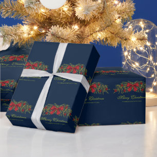 Weihnachtsgirlande mit roter Schleife und Christba Geschenkpapier