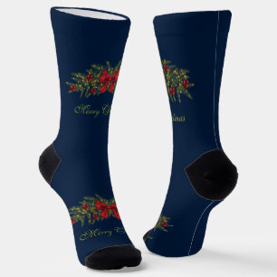 Weihnachtsgirlande mit roter Schleife und Christba Socken