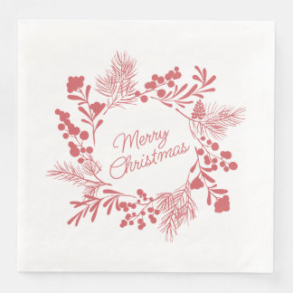 Weihnachtsgirlande-Napkin in Weiß – Tischdekoratio Serviette