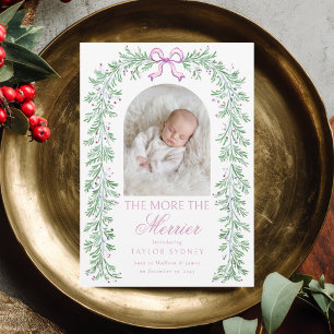 Weihnachtsgirlande Vornehme Rosa Mädchen Baby Gebu Ankündigung