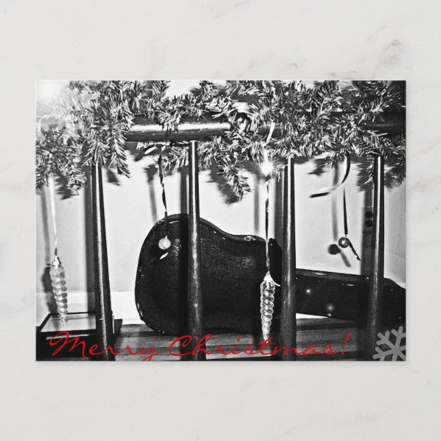 Weihnachtsgitarre Feiertagspostkarte (Vorderseite)