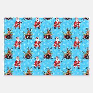 Weihnachtsgitarre Rudolf Trommeln Muster Geschenkpapier Set
