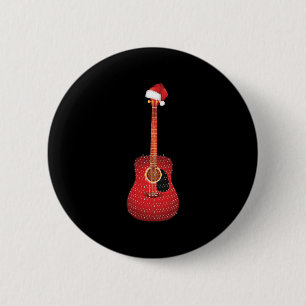 Weihnachtsgitarre-Weihnachtsmannmütze Button